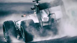 A Formula 1 driver drives during practice.