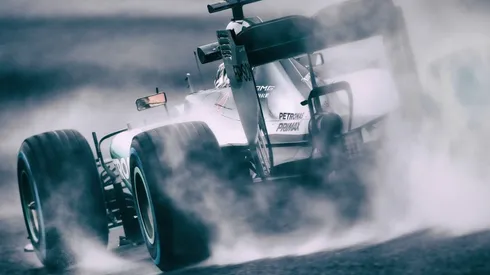 A Formula 1 driver drives during practice.