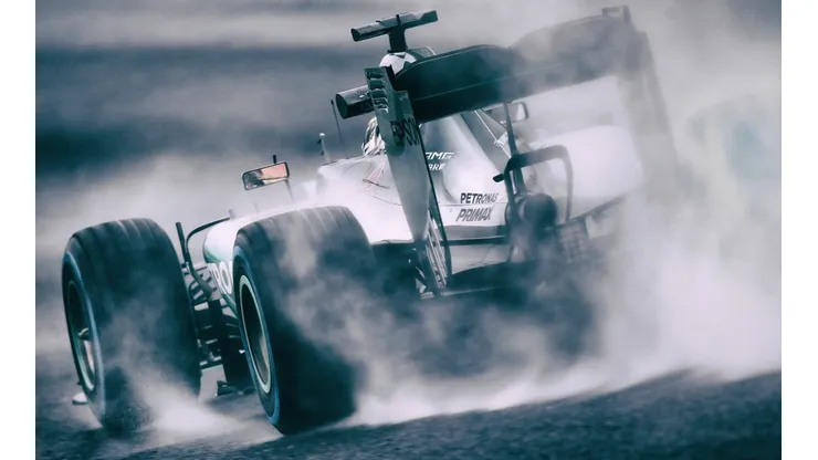 A Formula 1 driver drives during practice.