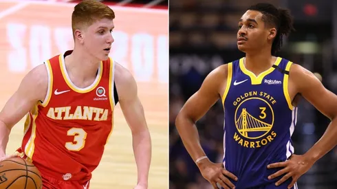 Kevin Huerter of the Atlanta Hawks (left) and Jordan Poole of Golden State Warriors (right).