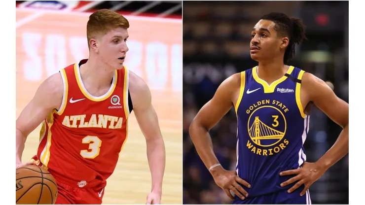 Kevin Huerter of the Atlanta Hawks (left) and Jordan Poole of Golden State Warriors (right).