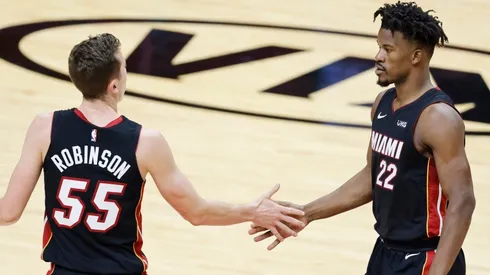 Duncan Robinson & Jimmy Butler. (Getty)