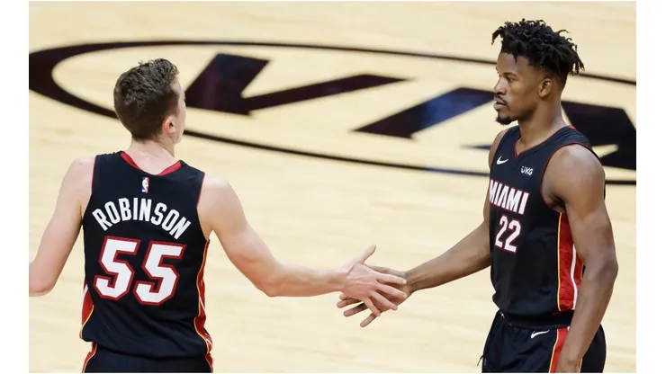 Duncan Robinson & Jimmy Butler. (Getty)
