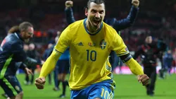 Zlatan Ibrahimovic of Sweden celebrates after winning against Denmark in 2015.