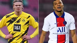 Erling Haaland of Borussia Dortmund (left) and Kylian Mbappe of Paris Saint-Germain (right)