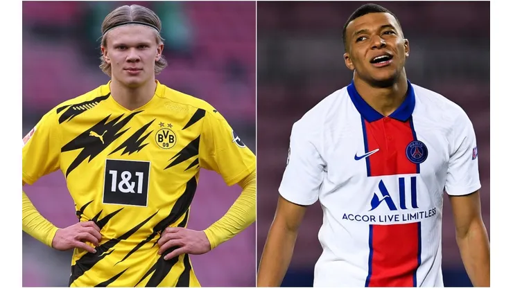 Erling Haaland of Borussia Dortmund (left) and Kylian Mbappe of Paris Saint-Germain (right)
