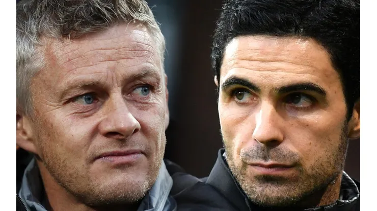 Ole Gunnar Solskjaer of Manchester United (left) and Mikel Arteta of Arsenal (right) (Getty).