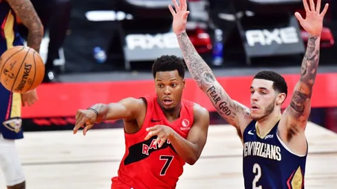 Kyle Lowry & Lonzo Ball. (Getty)