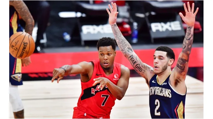 Kyle Lowry & Lonzo Ball. (Getty)