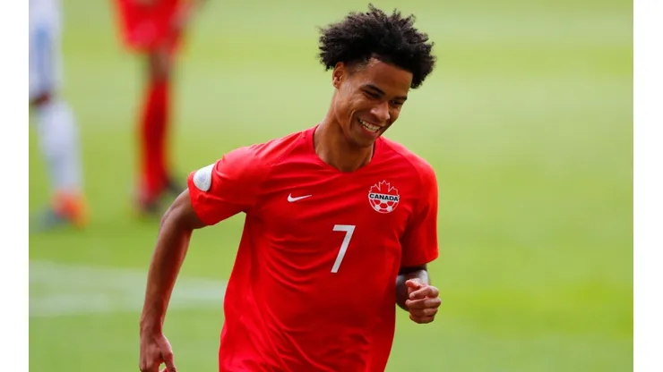 Tajon Buchanan of Canada celebrates after scoring against El Salvador (Getty).