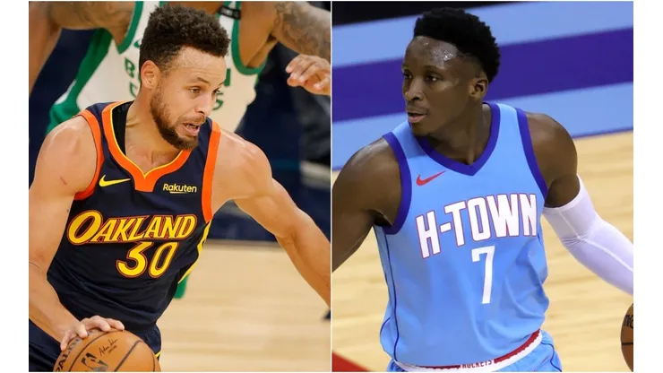 Stephen Curry (left) & Victor Oladipo. (Getty)