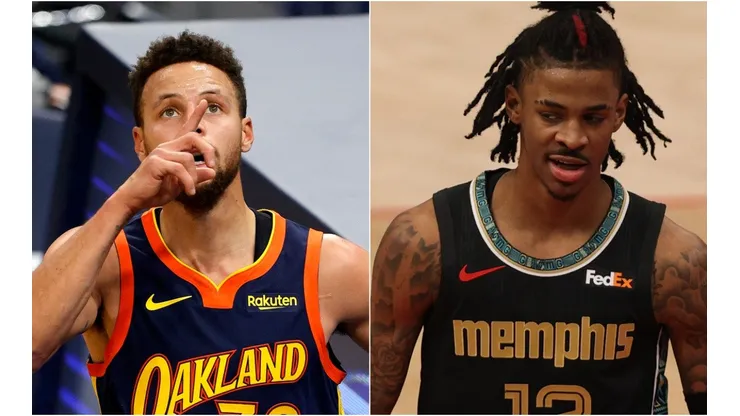 Stephen Curry (left) of the Golden State Warriors and Ja Morant (right) of the Memphis Grizzlies. (Getty)