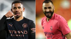 Gabriel Jesus of Manchester City (left) and Karim Benzema of Real Madrid (right). (Getty)