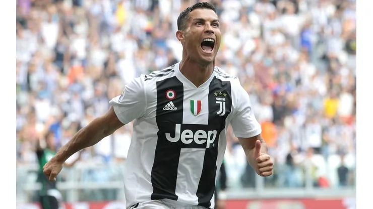 Cristiano Ronaldo of Juventus celebrates after scoring against Sassuolo. (Getty).jpg