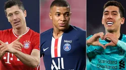 Robert Lewandowski of Bayern (left), Kylian Mbappe of Paris Saint-Germain (centre), Roberto Firmino of Liverpool (right). (Getty)