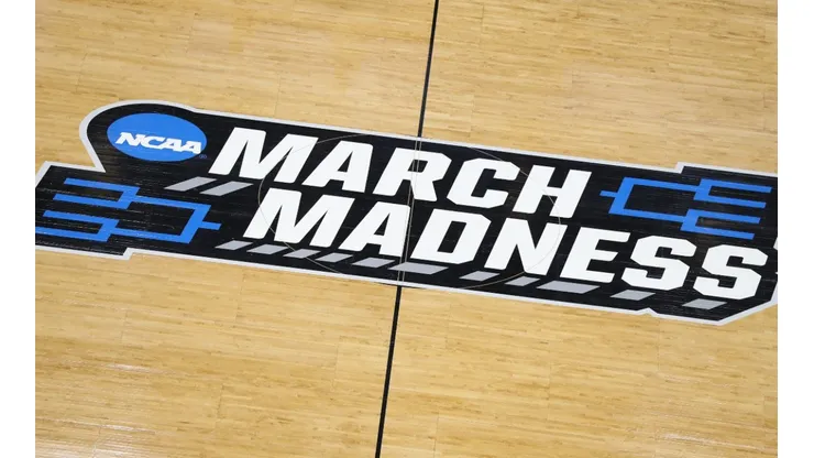 A general view of a 'March Madness' logo is seen at the 2019 NCAA Basketball Tournament. (Getty)
