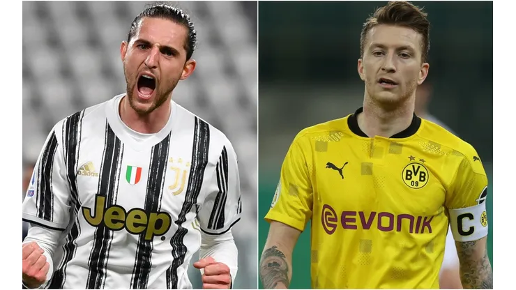 Adrien Rabiot of Juventus (left) and Marco Reus of Borussia Dortmund (right). (Getty)