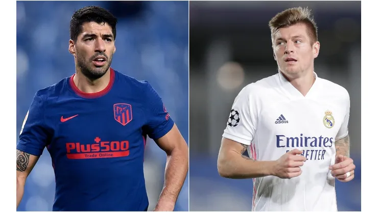 Luis Suarez of Atletico Madrid (left) andToni Kroos of Real Madrid (right). (Getty)