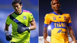 Jesus Rodriguez (left) of Puebla and Luis Quinones (right) of Tigres UANL. (Getty)