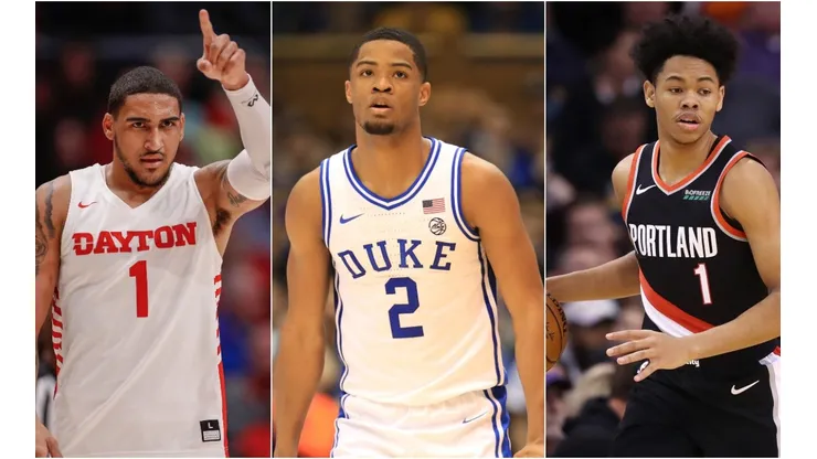 Obi Toppin of New York Knicks (left), Cassius Stanley of Indiana Pacers (centre), and Anfernee Simons Portland Trail Blazers (right). (Getty)