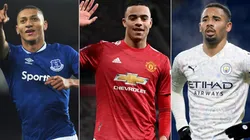 Richarlison of Everton (left), Mason Greenwood of Manchester United (centre), and Gabriel Jesus of Manchester City (right). (Getty)