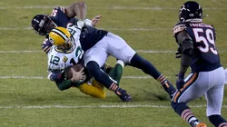 Khalil Mack sacking Aaron Rodgers. (Getty)