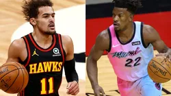 Trae Young (left) & Jimmy Butler. (Getty)