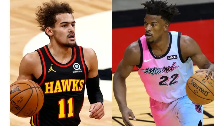Trae Young (left) & Jimmy Butler. (Getty)