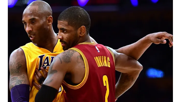Kyrie Irving and Kobe Bryant during their last meeting on an NBA court. (Getty)