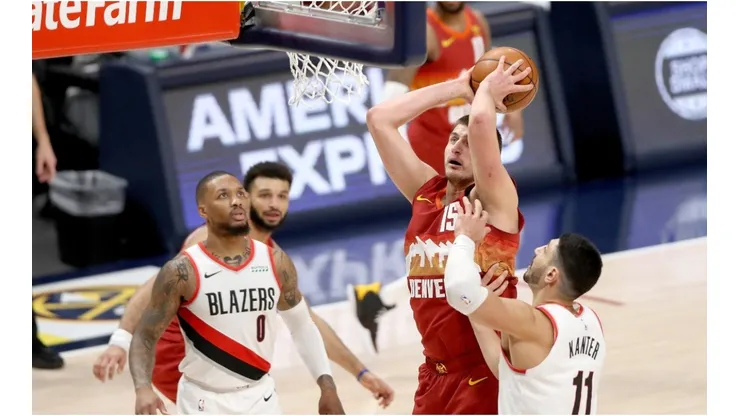 Nikola Jokic vs. the Blazers. (Getty)