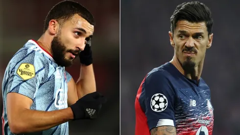 Zakaria Labyad (left) of Ajax and Jose Fonte (right) of Lille. (Getty)