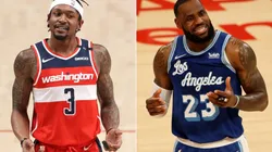 Bradley Beal (left) of the Washington Wizards and LeBron James (right) of the Los Angeles Lakers. (Getty)