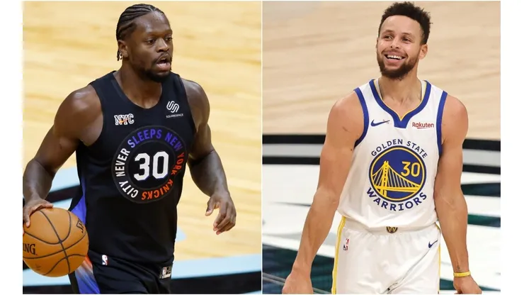 Julius Randle (left) & Stephen Curry. (Getty)