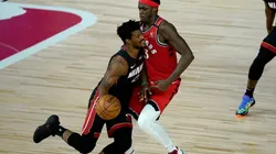 Pascal Siakam guarding Jimmy Butler. (Getty)
