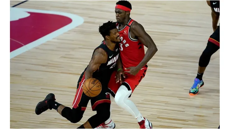 Pascal Siakam guarding Jimmy Butler. (Getty)