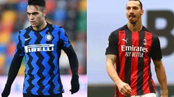 Lautaro Martínez of Inter Milan (left) and Zlatan Ibrahimovic of AC Milan (Getty).