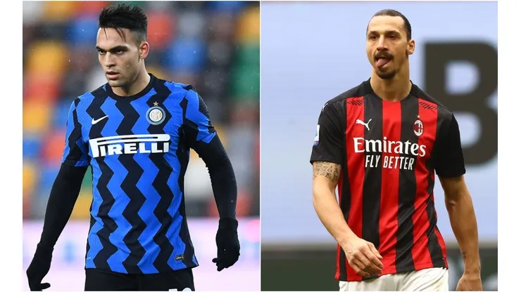Lautaro Martínez of Inter Milan (left) and Zlatan Ibrahimovic of AC Milan (Getty).