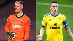 Marc-Andre ter Stegen of Barcelona (left) and Salvi Sanchez of Cadiz (right). (Getty)