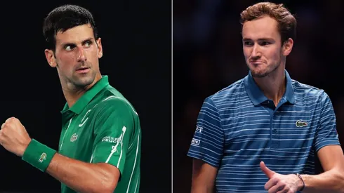 Novak Djokovic of Serbia (left) and Daniil Medvedev of Russia (right). (Getty)