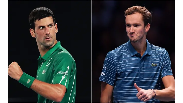 Novak Djokovic of Serbia (left) and Daniil Medvedev of Russia (right). (Getty)