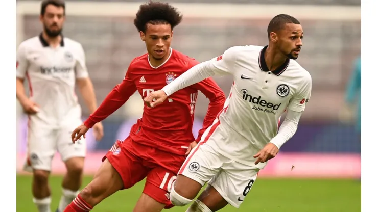 Bayern's Leroy Sane (left) in action against Frankfurt's Djibril Sow (right). (Getty)