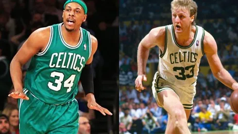 Paul Pierce (left) & Larry Bird. (Getty)