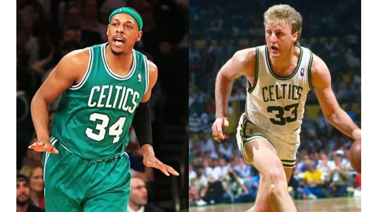 Paul Pierce (left) & Larry Bird. (Getty)