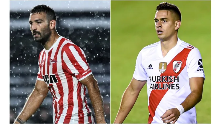 Martin Cauteruccio of Estudiantes (left) and Rafael Santos Borre of River Plate (right). (Getty)