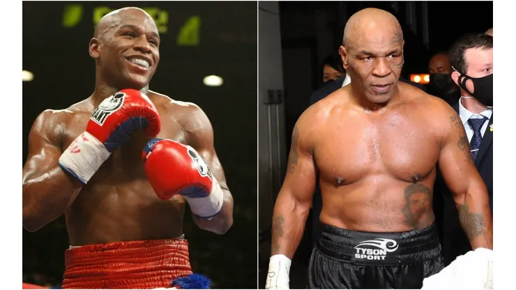 Floyd Mayweather Jr. (left) and Mike Tyson (right). (Getty)