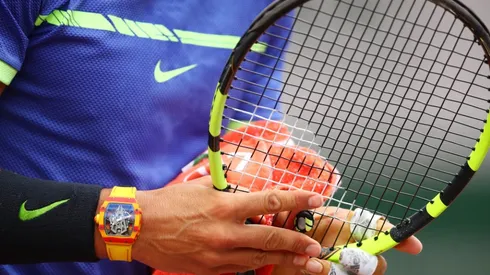 Rafael Nadal of Spain adjusts his racquet. (Getty)