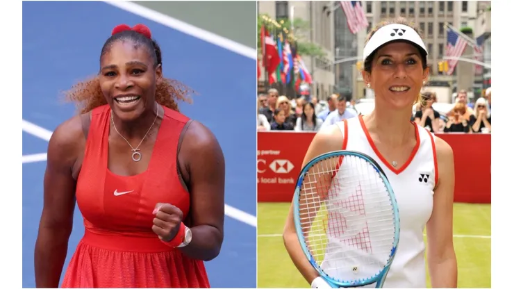 Serena Williams (left) and Monica Seles (right). (Getty)