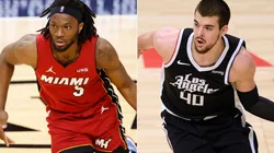 Precious Achiuwa (left) of the Miami Heat and Ivica Zubac (right) of the Los Angeles Clippers. (Getty)
