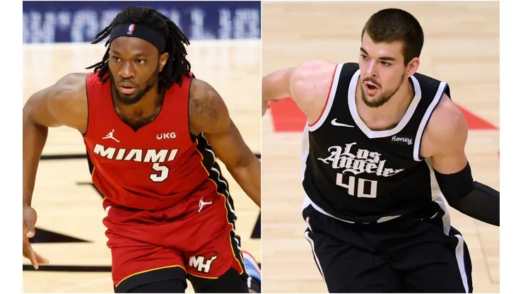 Precious Achiuwa (left) of the Miami Heat and Ivica Zubac (right) of the Los Angeles Clippers. (Getty)