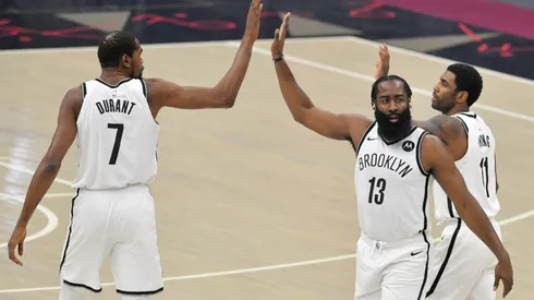 James Harden is playing with two great scorers like Kevin Durant and Kyrie Irving. (Getty)
